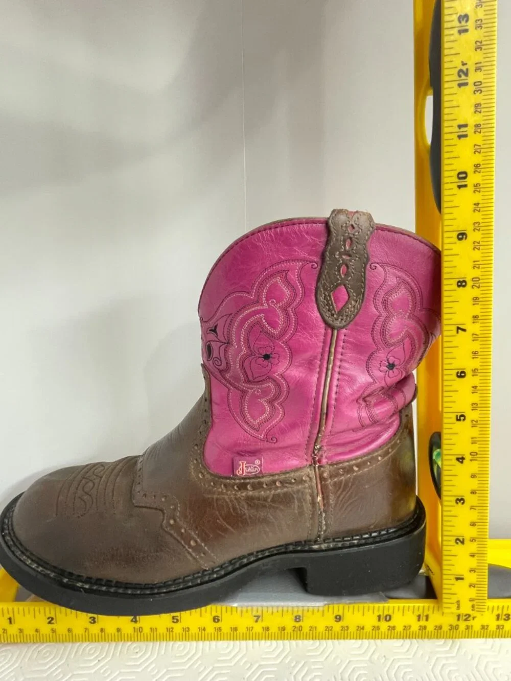 Justin Gypsy Round Toe Brown Leather Pink Western Cowgirl Boots Women's 11 B